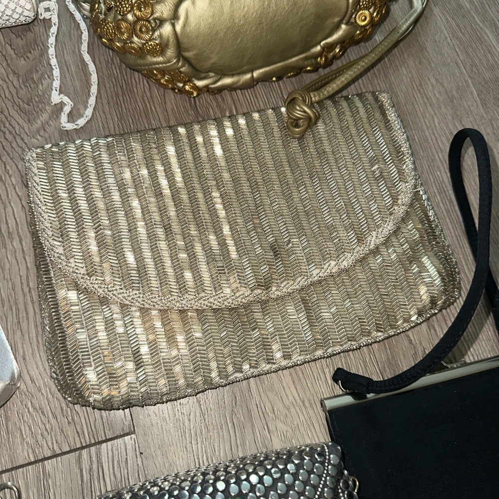 Vtg Lot 15 La Regale More Beaded Sequin Mesh Leather Evening Clutch Bag Purses - Picture 5 of 15